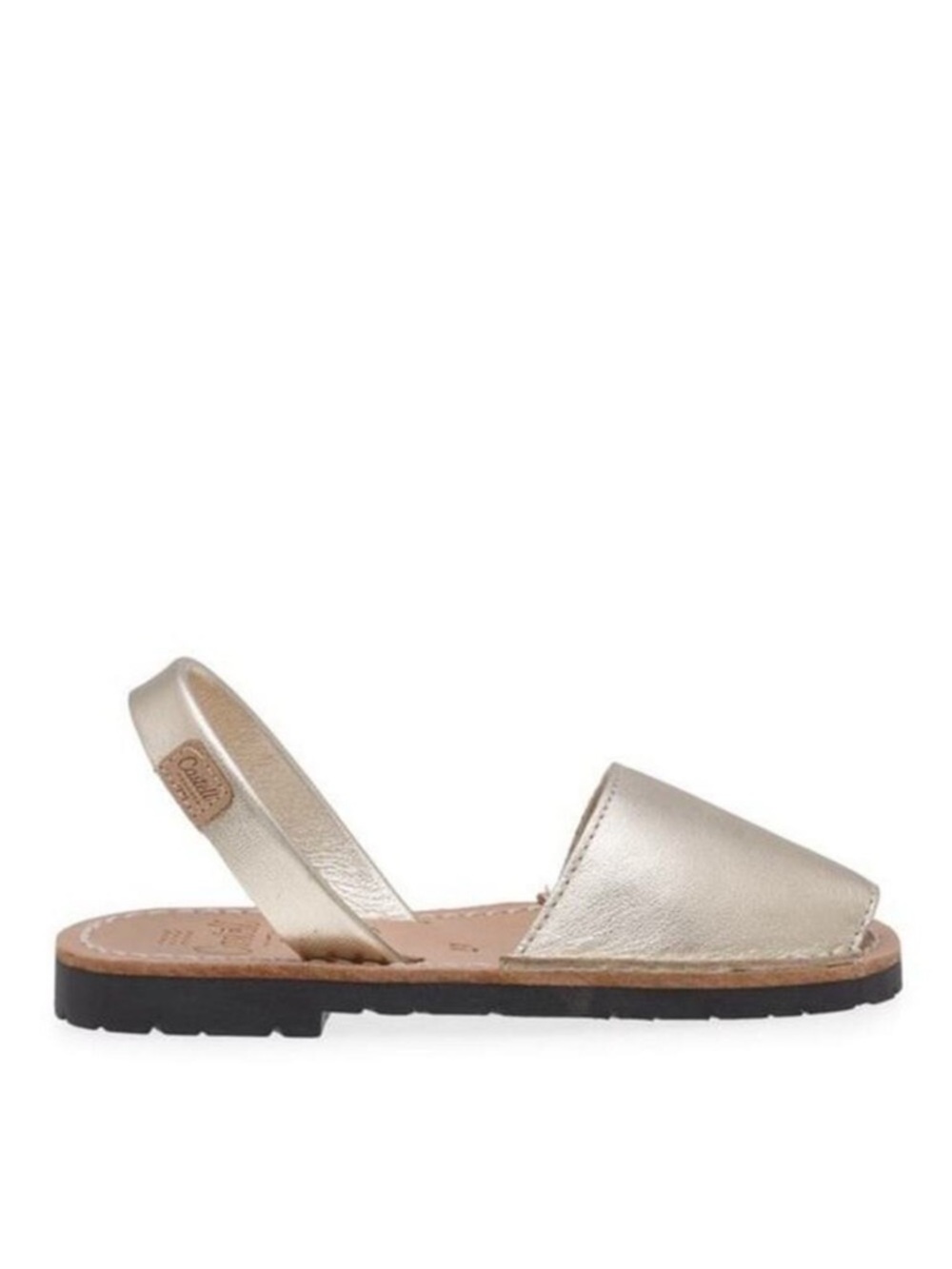 Castell Madona Gold Leather Classic Slingback Flat Sandals